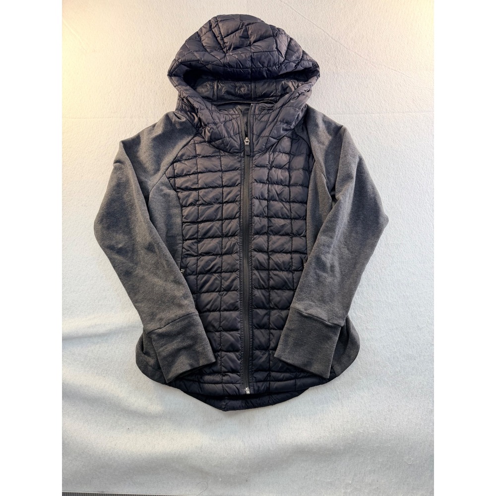 The North Face ThermoBall Women's Small Hybrid Hooded Puffer Jacket Black Gray